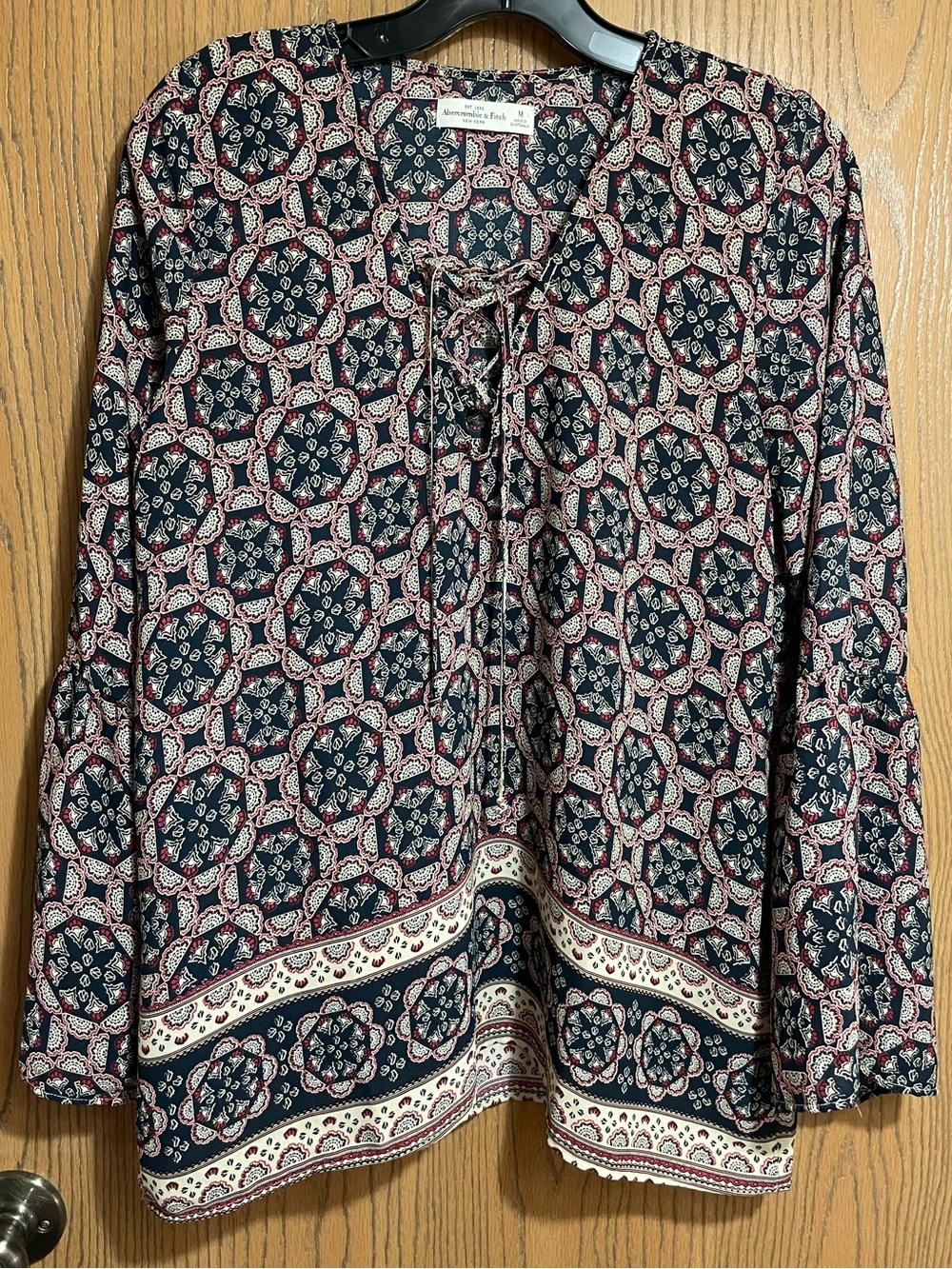 Abercrombie & Fitch Navy, Cream & Burgundy Medallion Print Top